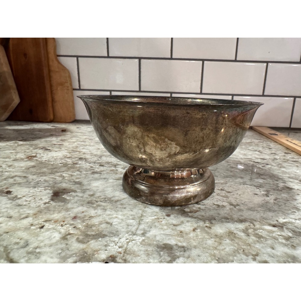 Vintage Silver Plated Revere Pedestal Bowl Footed Centerpiece 5.5 Inch Tarnished